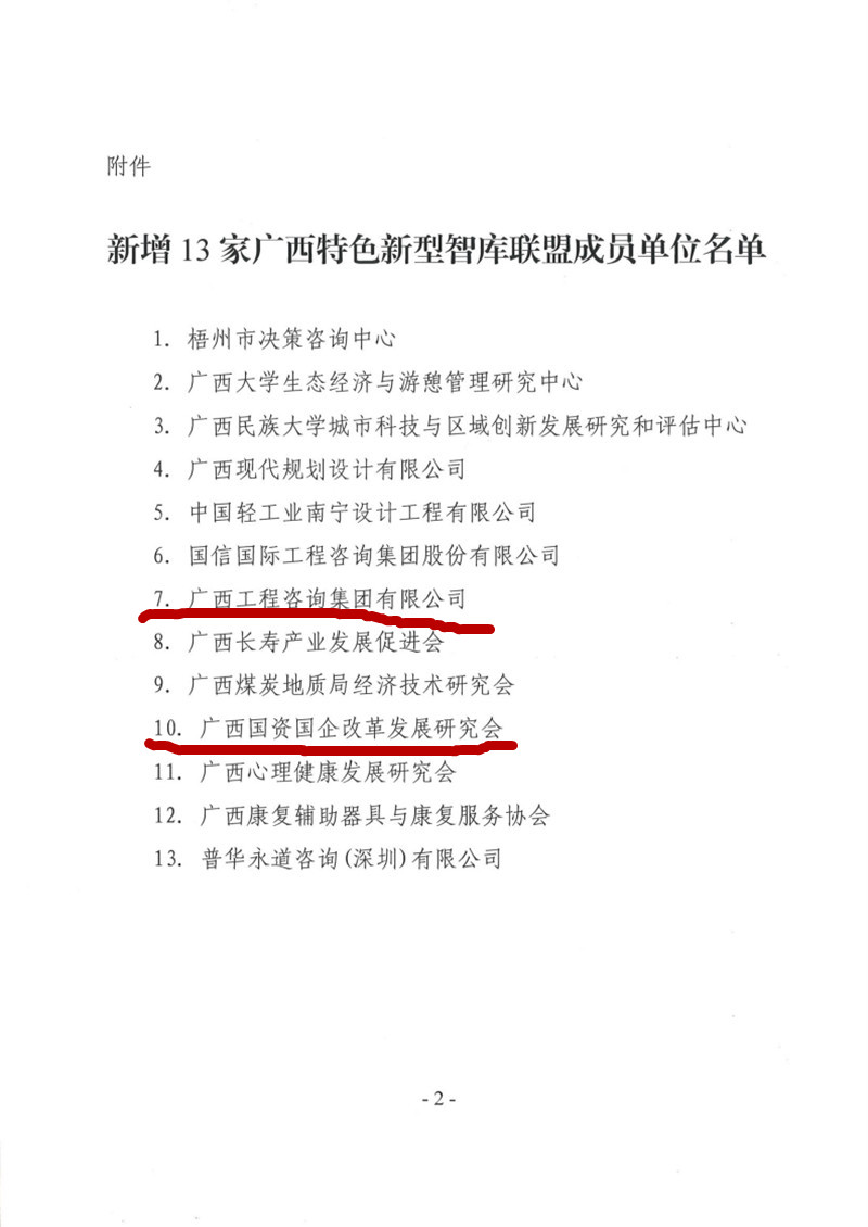 喜報(bào)！廣西工程咨詢集團(tuán)和廣西國資國企改革發(fā)展研究會(huì)成為廣西智庫聯(lián)盟成員單位